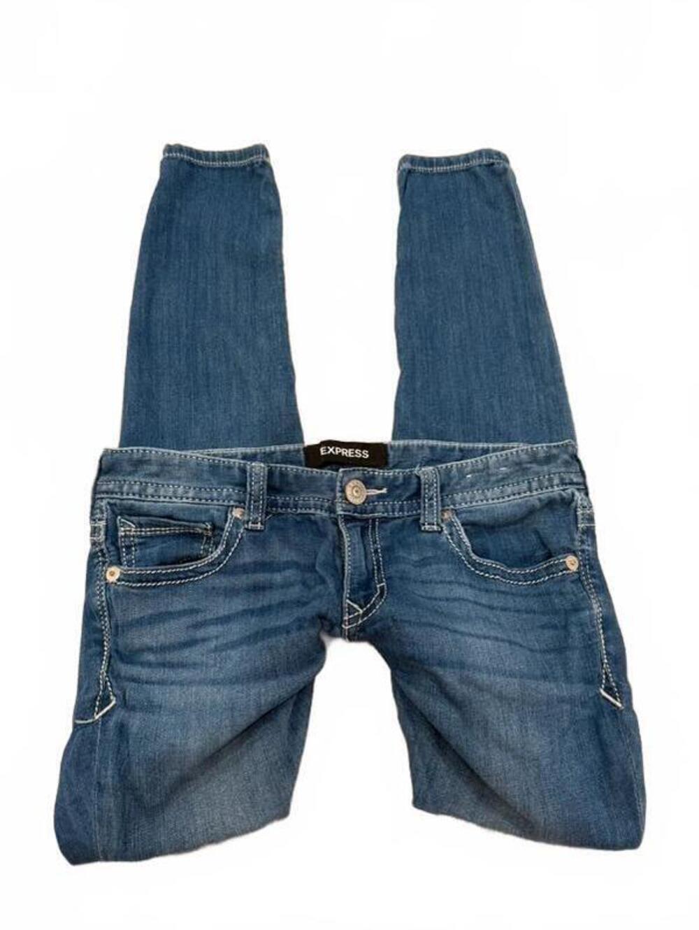 Express Low Rise Jeans Women’s 6R Y2K Embroidered Pocket Stretch Bootcut Denim
